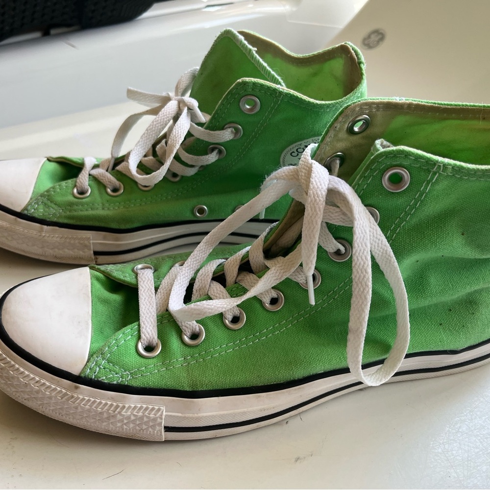 Converse High-Top Canvas Sneakers in Green